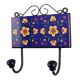 Navy Blue Yellow Floral Tiles Hooks